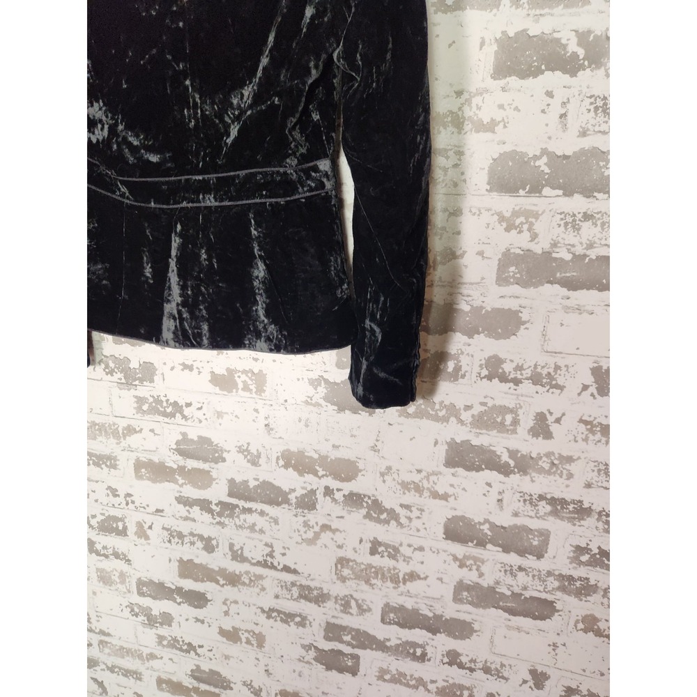 Black Crushed Velvet Blazer Size 6 Tailored Romantic Whimsigoth - Picture 9 of 16
